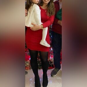 Red longsleeve fitted dress